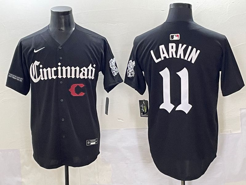 Men 2025 Cincinnati Reds #11 Larkin Black Five generations Joint Name Nike MLB Jersey style 18->cincinnati reds->MLB Jersey